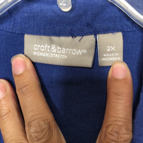 Croft & Barrow Womens Blue Button Down Front Long Sleeves 2X PLUS SIZE - Picture 2 of 9